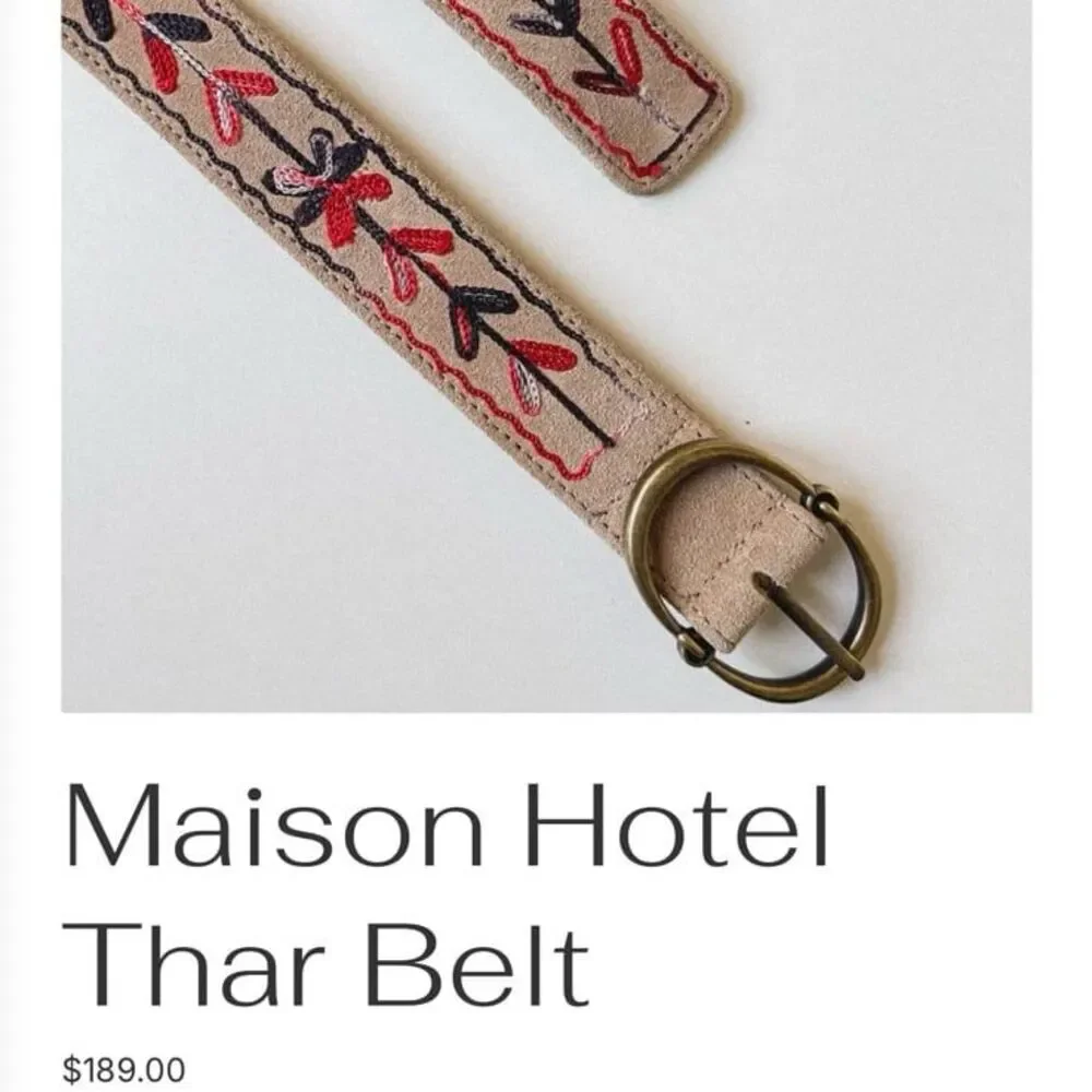 Anthropologie Maison Hotel 100% Suede Leather Embroidered Thar Belt Size Small